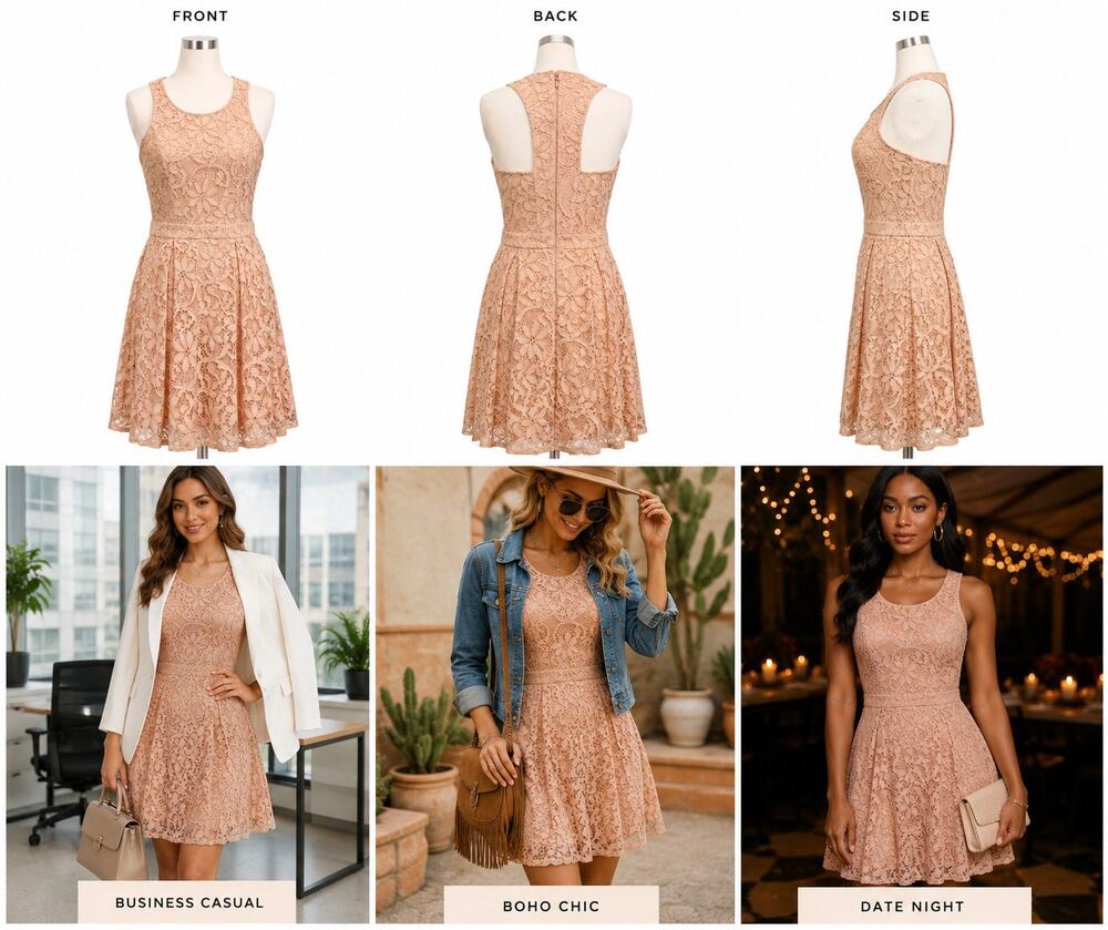 Lulus Blush Pink Floral Lace Skater Dress Small Wedding Guest Homecoming